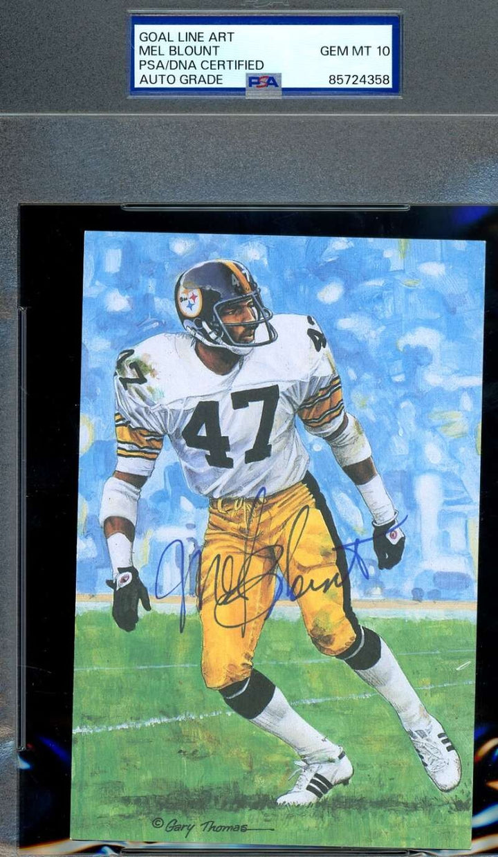 Mel Blount Gem Mint 10 PSA DNA Signed Goal Line Art Card GLAC Autographed