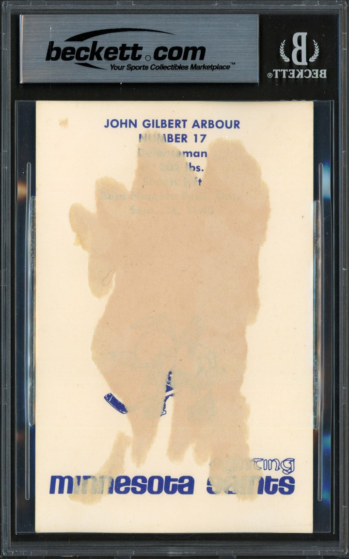 John Arbour Auto 1972-73 Team Issued Photo Minnesota Fighting Saints Beckett