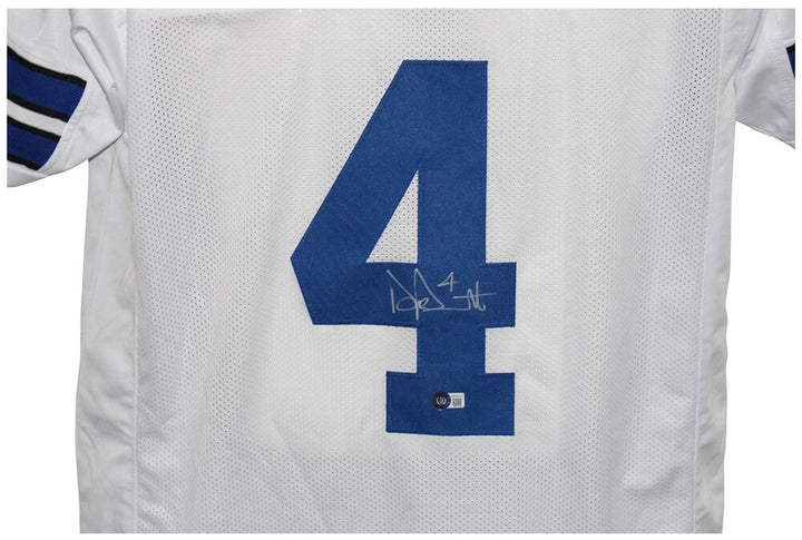 Dak Prescott Autographed/Signed Pro Style White XL Jersey BAS 32773