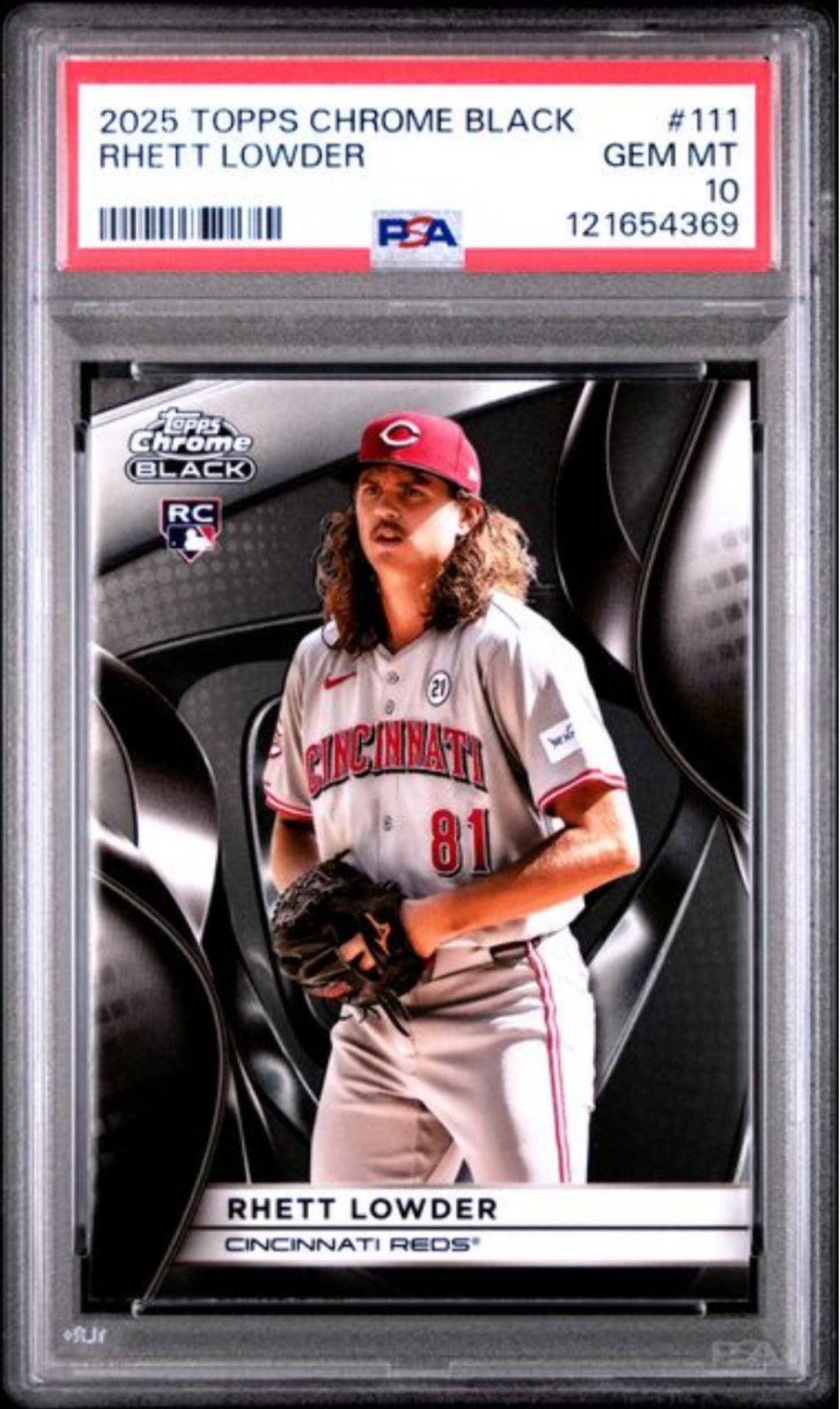 Graded 2025 Topps Chrome Black Rhett Lowder #111 Rookie RC Baseball Card PSA 10