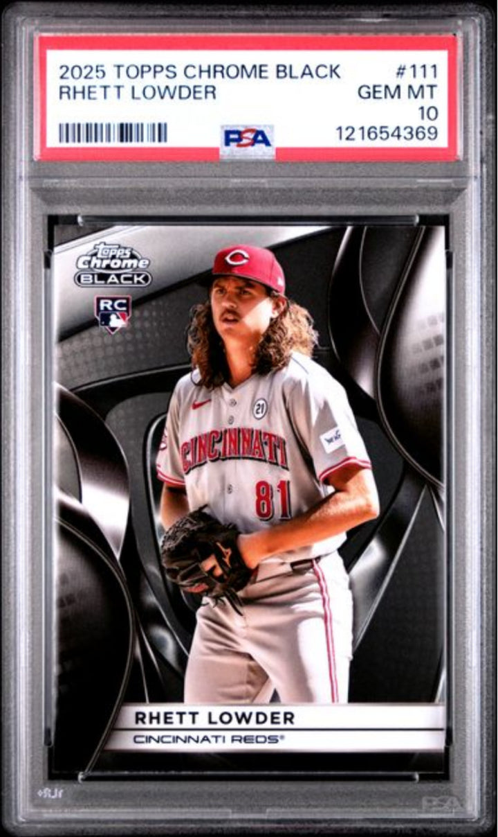 Graded 2025 Topps Chrome Black Rhett Lowder #111 Rookie RC Baseball Card PSA 10