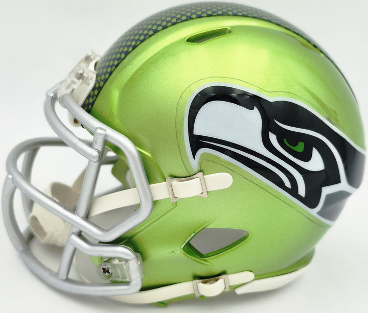 AJ Barner Signed Seattle Seahawks Flash Green Speed Mini Helmet Beckett Witness