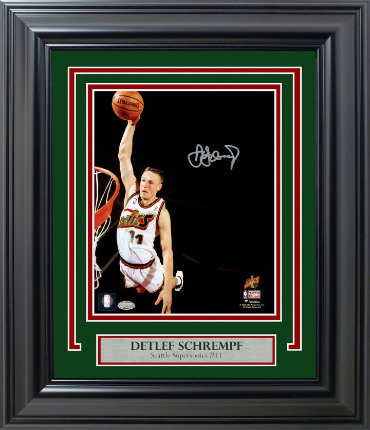 Detlef Schrempf Signed Framed 8x10 Photo Seattle Supersonics Spotlight MCS Holo