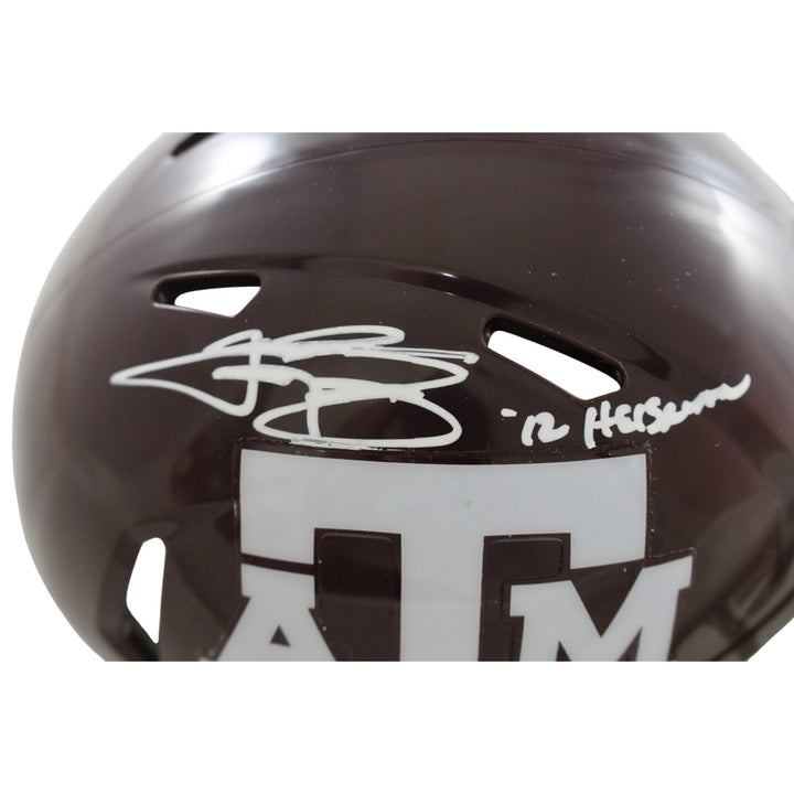 Johnny Manziel Autographed Texas A&M Mini Helmet Heisman Beckett Witness 58246