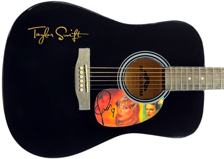Taylor Swift Signed The Life of a Showgirl 41 Inch FS Black Guitar #1 - Beckett