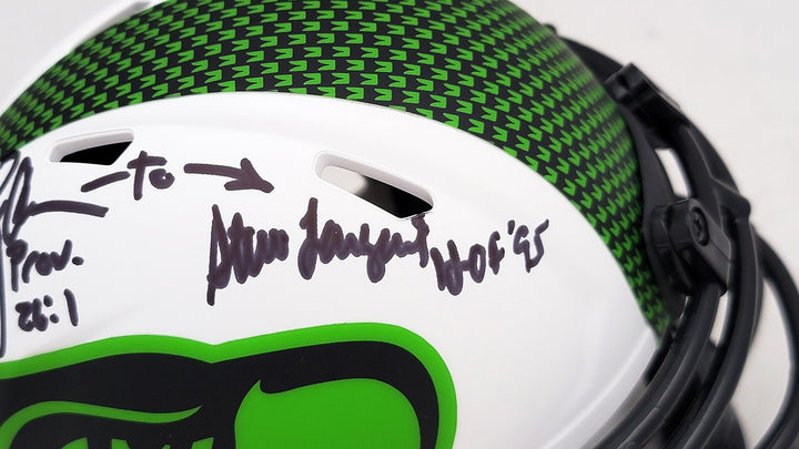 Steve Largent & Jim Zorn Auto Seahawks Lunar Eclipse White Speed Mini Helmet MCS