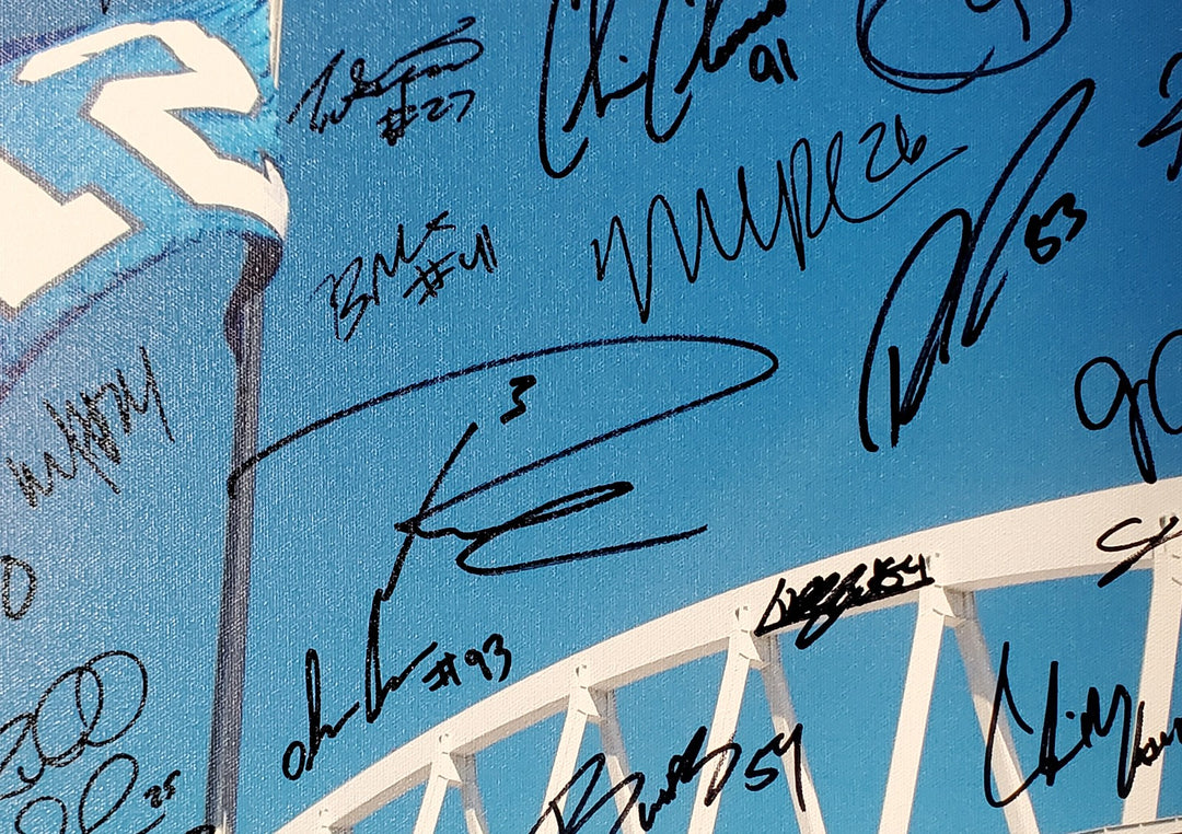 Seahawks SB XLVIII Champ Signed 20x30 Canvas Photo With 42 Sigs #/112 MCS Holo