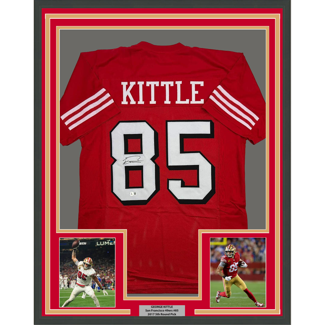 Framed Autographed/Signed George Kittle 35x39 San Francisco ALT Jersey BAS COA