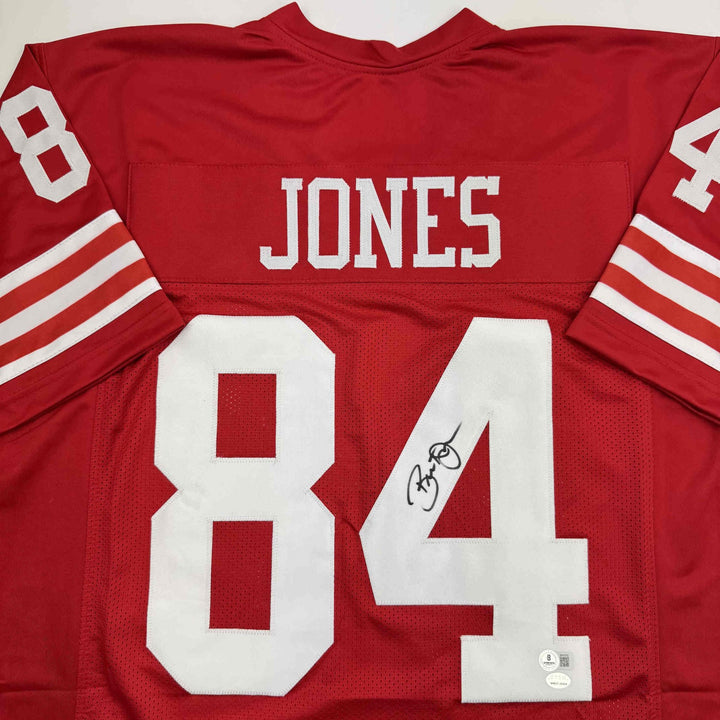 Autographed/Signed Brent Jones San Francisco Red Football Jersey Beckett BAS COA