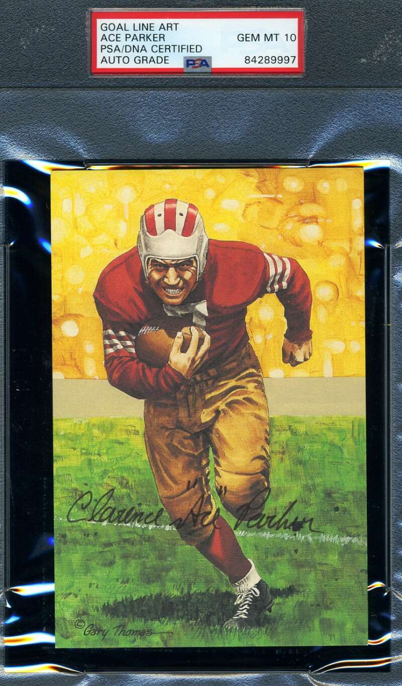 Ace Parker Gem Mint 10 PSA DNA Slabbed Signed Goal Line Art Card Autograph