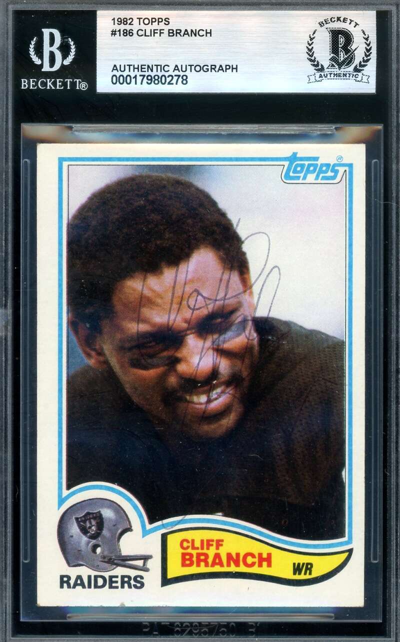 Cliff Branch Beckett BAS Vintage Signed 1982 Topps Autograph