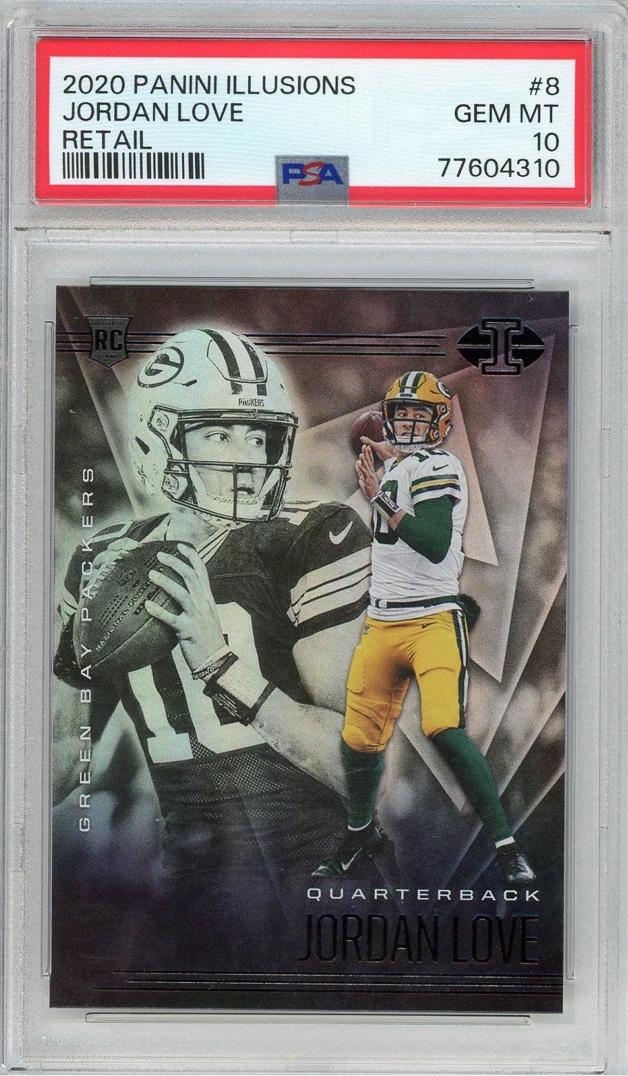 Graded 2020 Panini Illusions Jordan Love #8 Retail Rookie Card PSA 10
