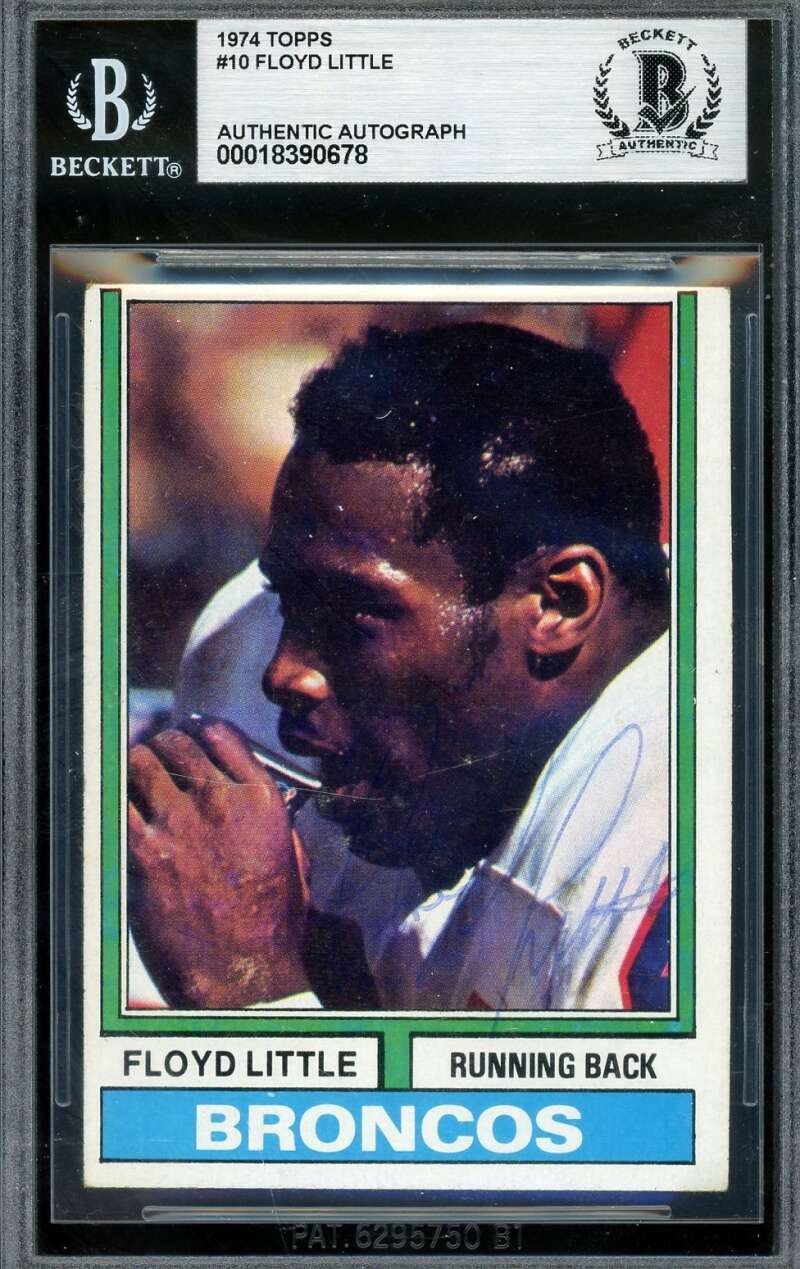 Floyd Little Beckett BAS Vintage Signed 1974 Topps Autograph