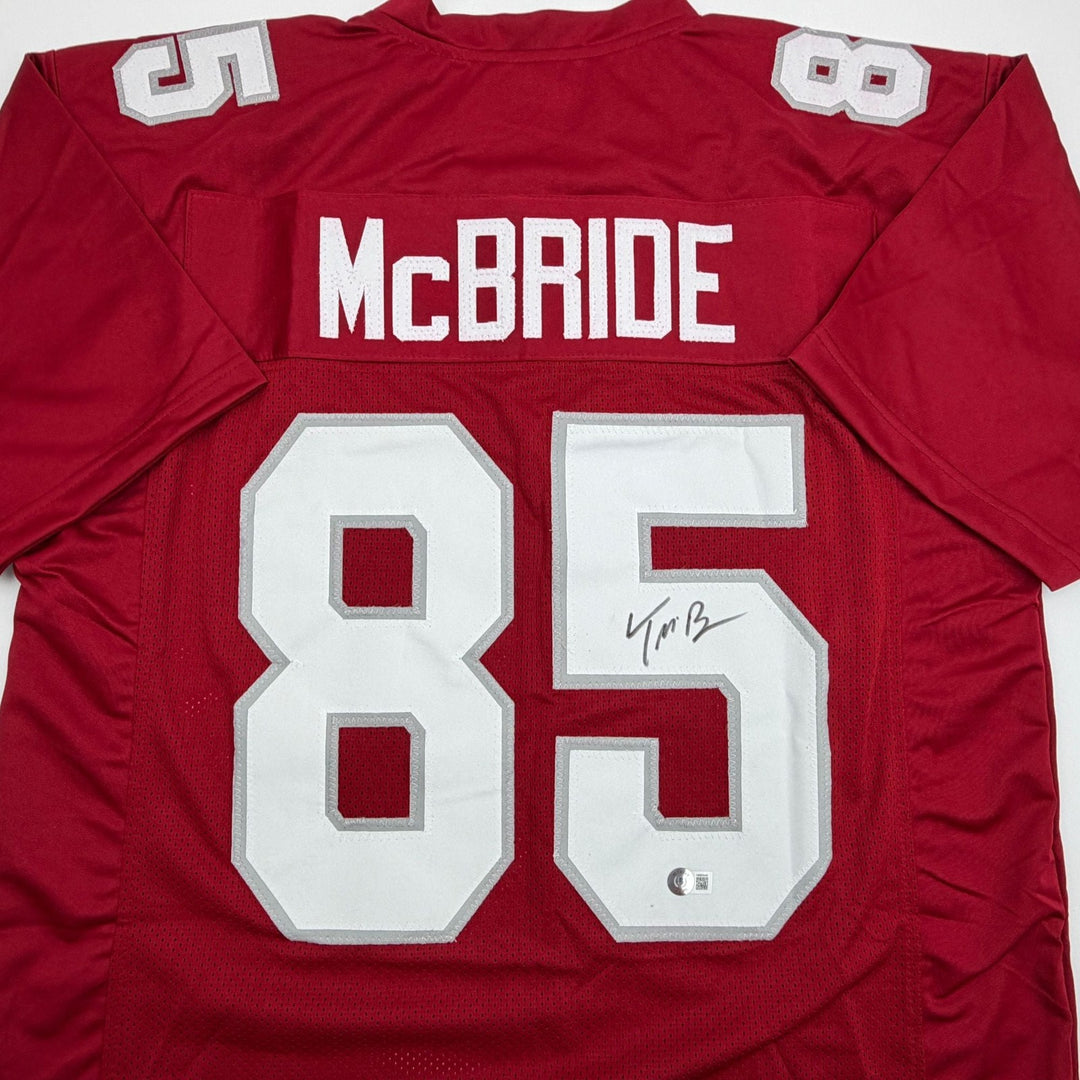 Autographed/Signed Trey McBride Arizona Red Football Jersey Beckett BAS COA