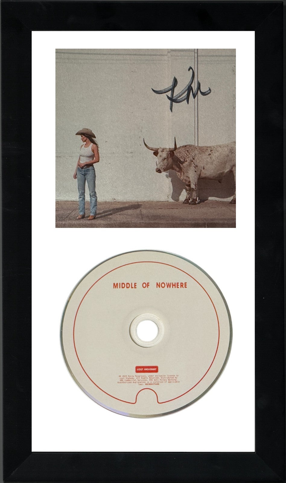 Kacey Musgraves signed 2026 Middle Of Nowhere 4.75x4.75 Art Card/CD Framed- COA