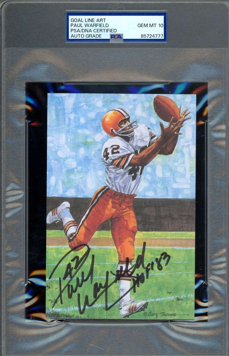 Paul Warfield Gem Mint 10 PSA DNA Signed Goal Line Art Card GLAC Autograph HOF 8