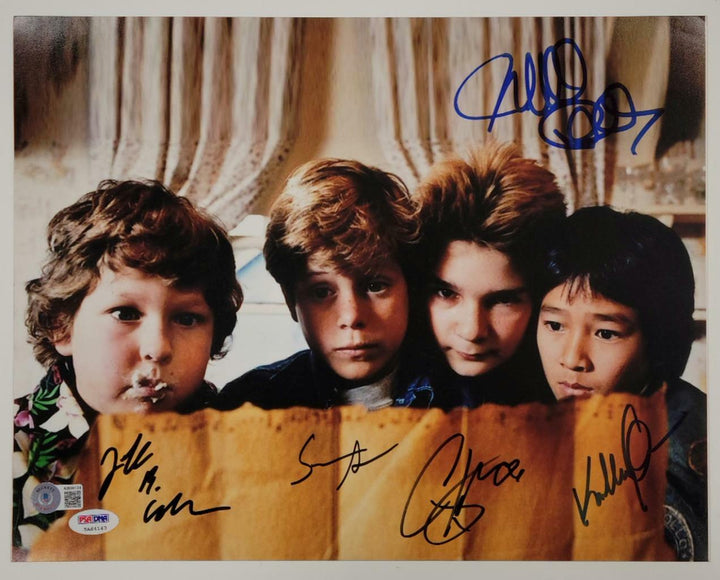 The Goonies cast signed 11x14 photo Cohen Astin Ke Quan Feldman Donner ~ BAS COA