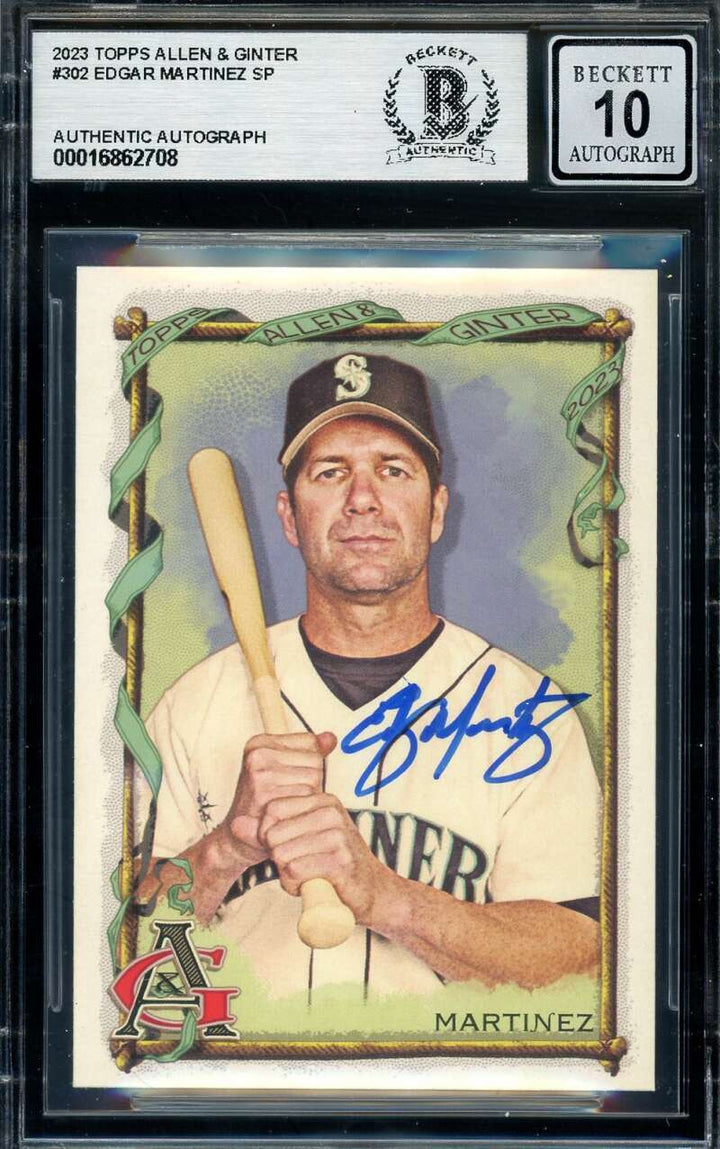 Edgar Martinez Gem Mint 10 Beckett BAS Signed 2023 Topps Allen & Ginter Auto