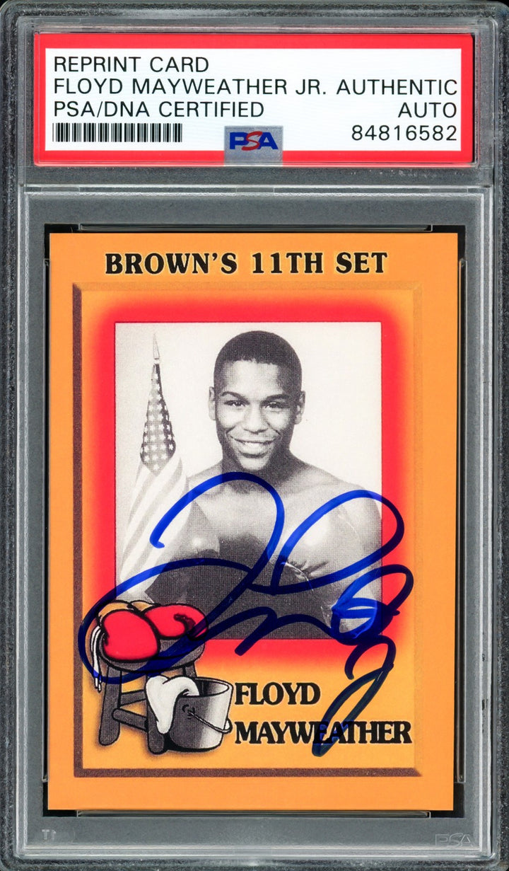 Floyd Mayweather Jr Auto 1997 Brown's Boxing Rookie Retro Reprint RC 51 PSA/DNA