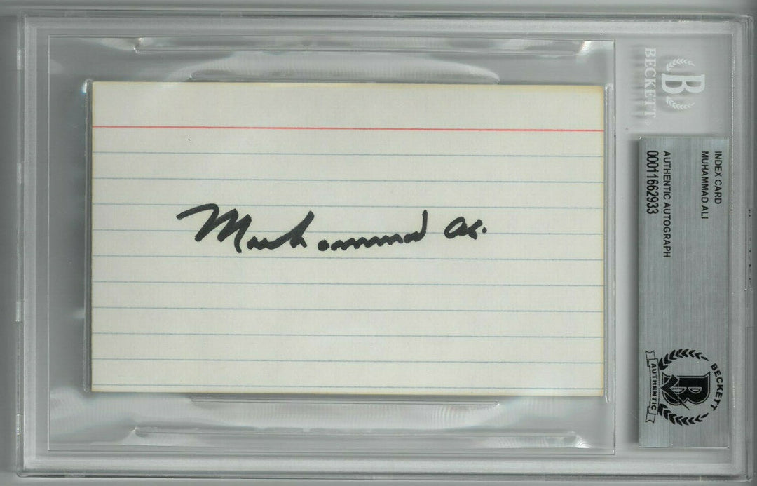 Muhammad Ali signed Vintage 3x5 Index Card/Cut Sig- Beckett/BAS Slabbed BOXING