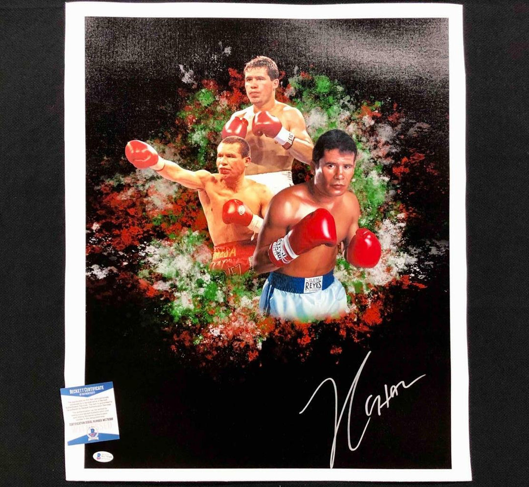 Julio Cesar Chavez autograph signed 16x20 photo canvas ~ Beckett Witness BAS COA