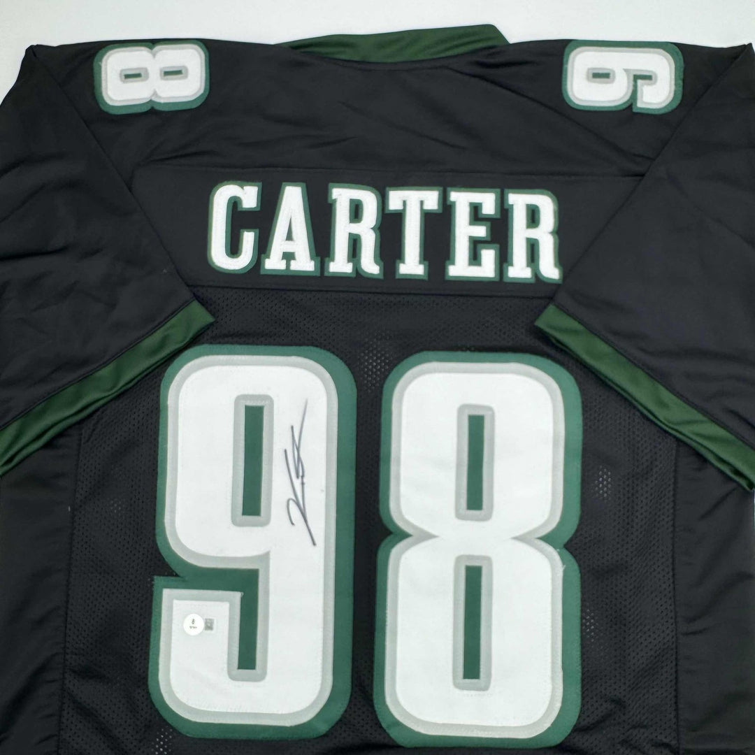 Autographed/Signed Jalen Carter Philadelphia Black Jersey Beckett COA