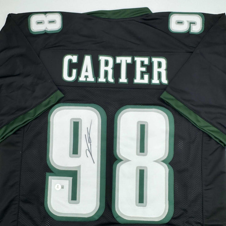 Autographed/Signed Jalen Carter Philadelphia Black Jersey Beckett COA