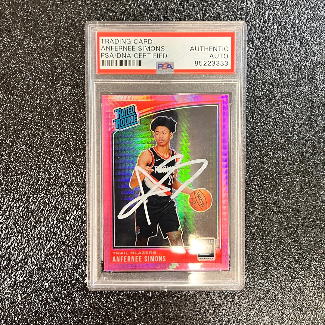 2018 Donruss Optic Rated Rookie #186 ANFERNEE SIMONS Signed Rookie Card AUTO PSA