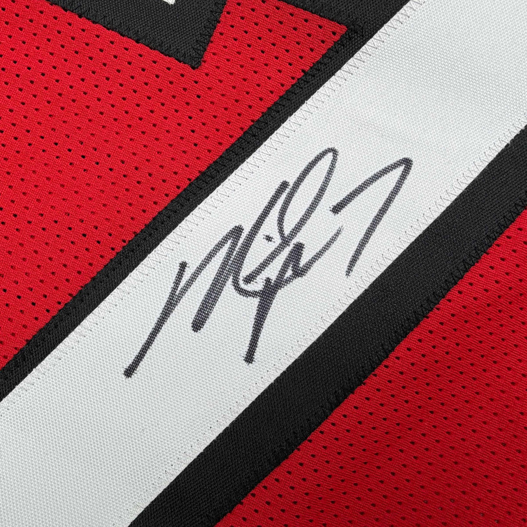 Autographed/Signed MICHAEL MIKE VICK Atlanta Red Football Jersey PSA/DNA COA