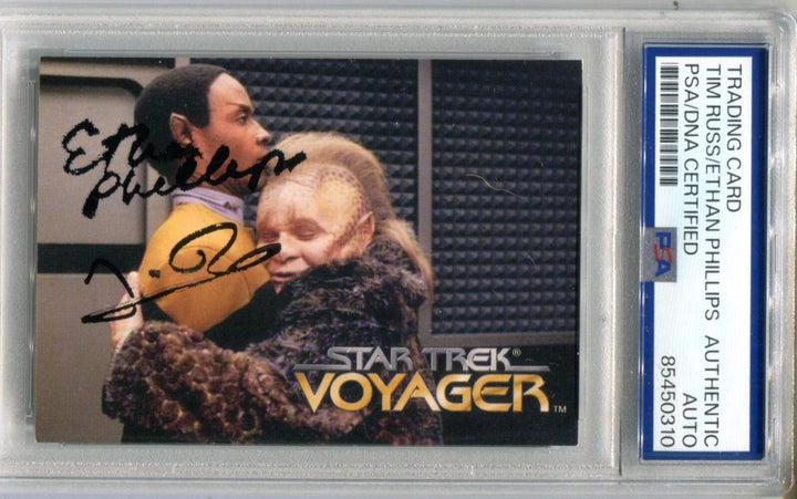 Tim Russ/Ethan Phillips 1995 Skybox Star Trek Voyager #42 PSA Authentic Auto Car