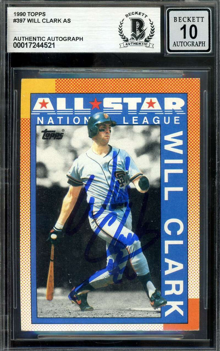 Will Clark Gem Mint 10 Beckett BAS Signed 1990 Topps Autograph