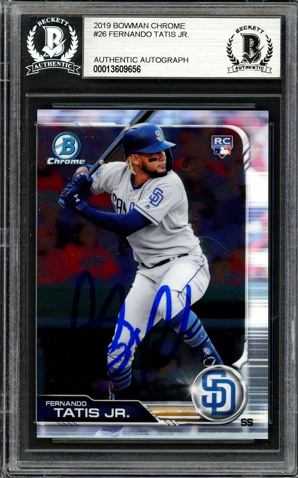 Fernando Tatis Jr. Signed 2019 Bowman Chrome RC 26 Padres Beckett #13609656