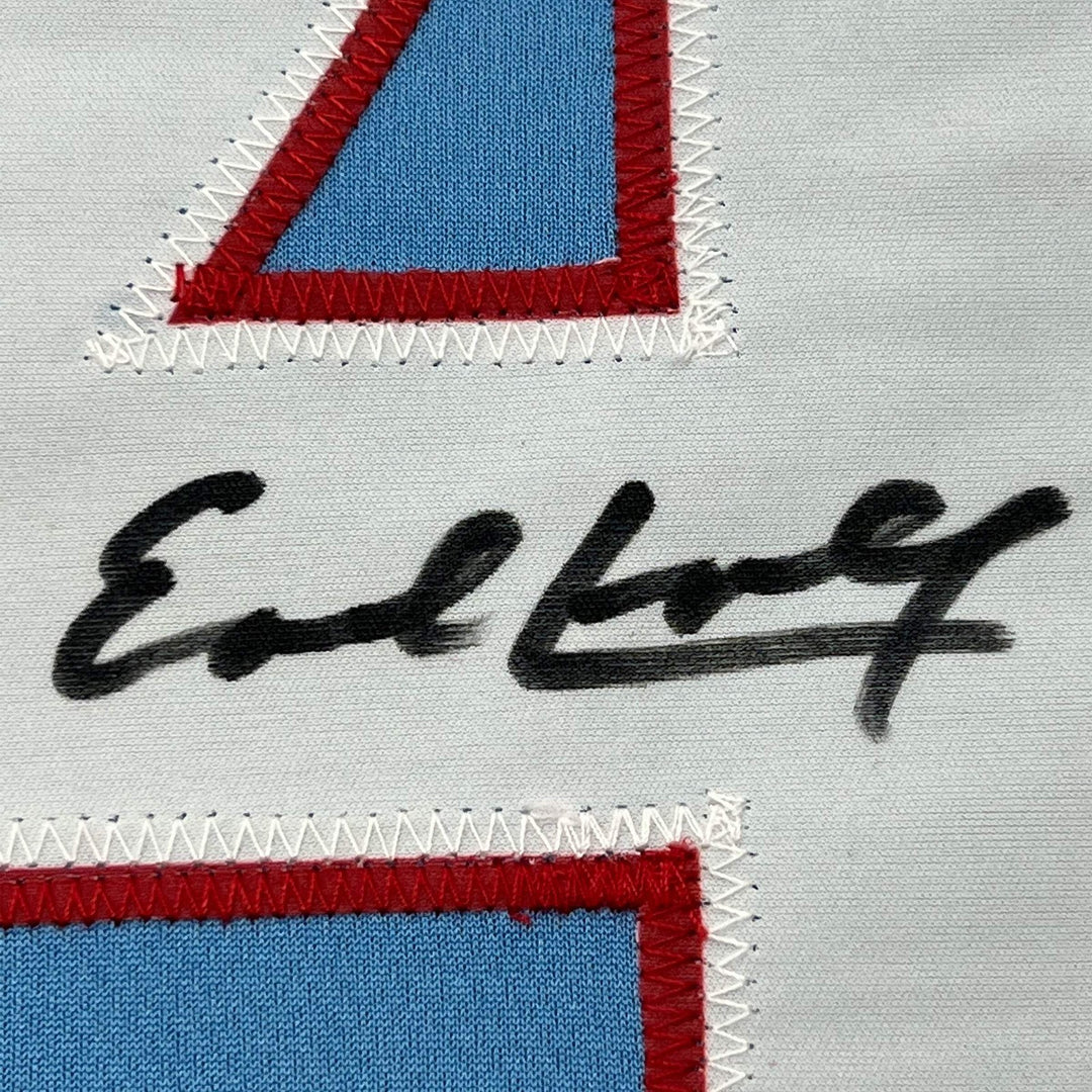 FRAMED Autographed/Signed EARL CAMPBELL 33x42 Houston Blue Jersey JSA COA Auto