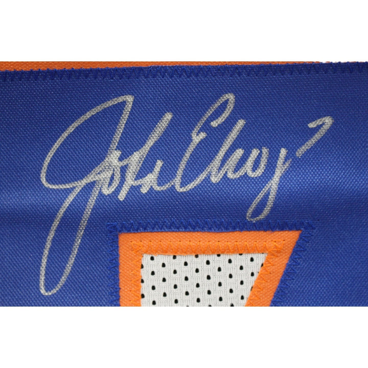 John Elway Autographed/Signed Denver Broncos Size XL White Jersey Beckett 50185