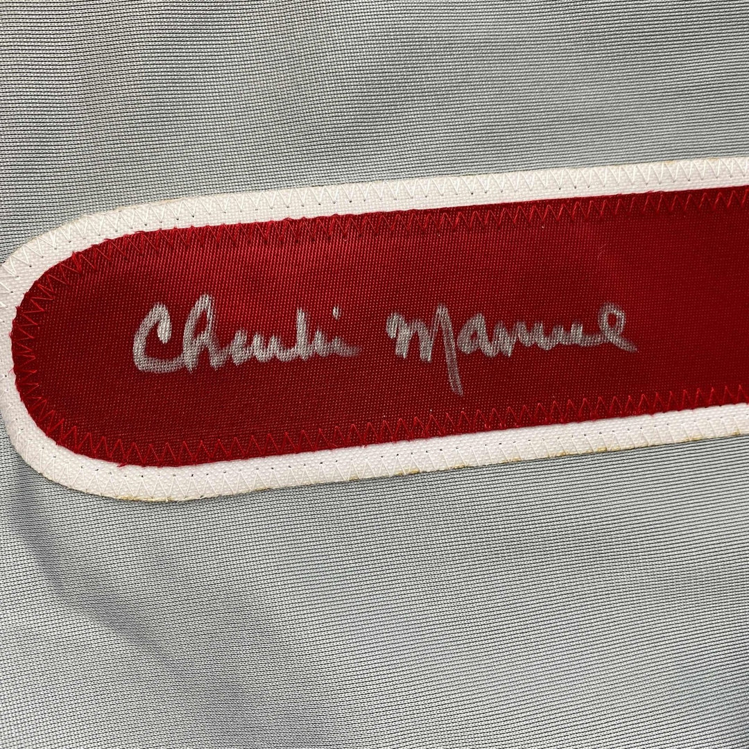 Autographed/Signed Charlie Manuel Philadelphia Grey Jersey PSA/DNA COA