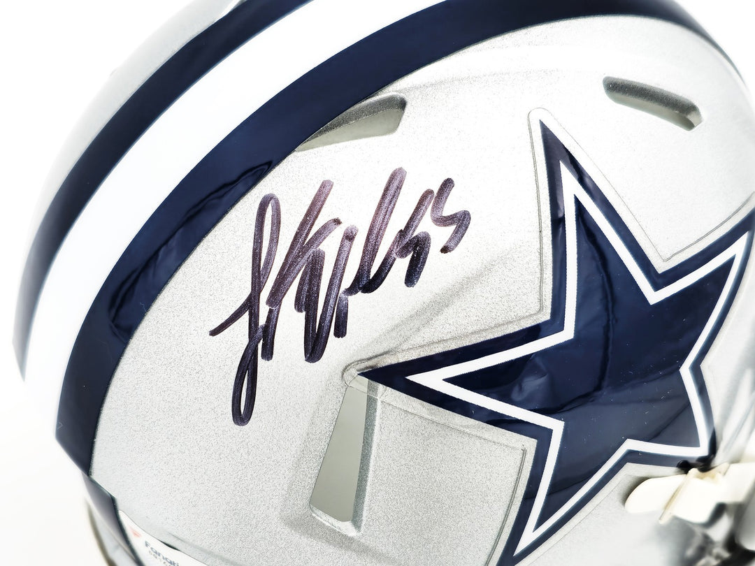Leighton Vander Esch Signed Cowboys Silver Speed Mini Helmet Fanatics Holo