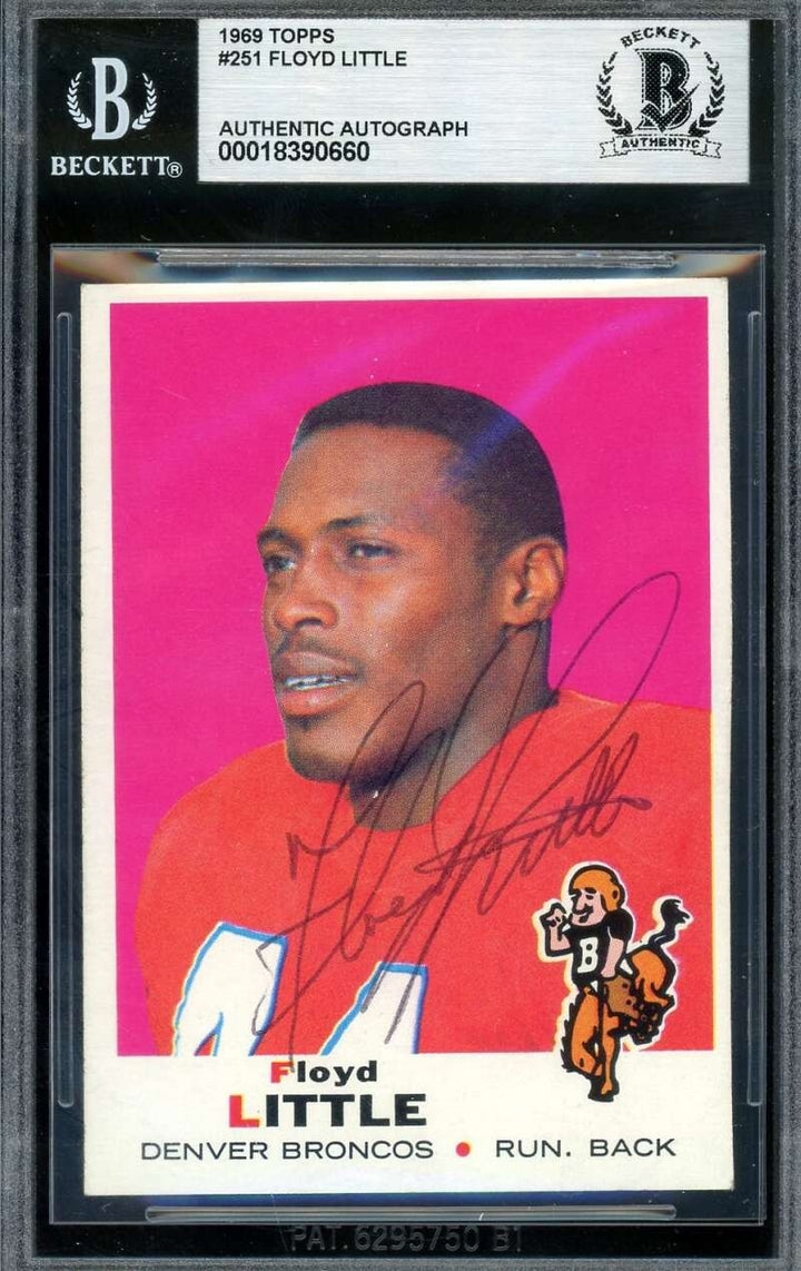 Floyd Little Beckett BAS Vintage Signed 1969 Topps Autograph