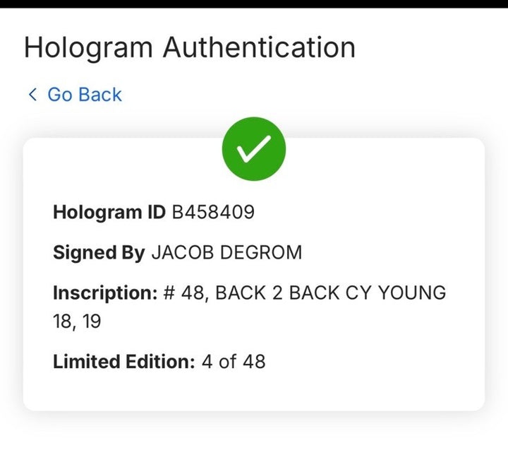 Jacob deGrom Signed Official MLB Baseball B2b 18 19 Cy Young Auto /48 Fanatics