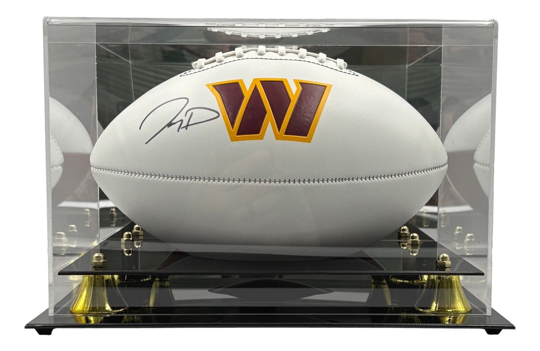 Jayden Daniels Signed Washington Commanders Logo Football Fanatics w/ Case