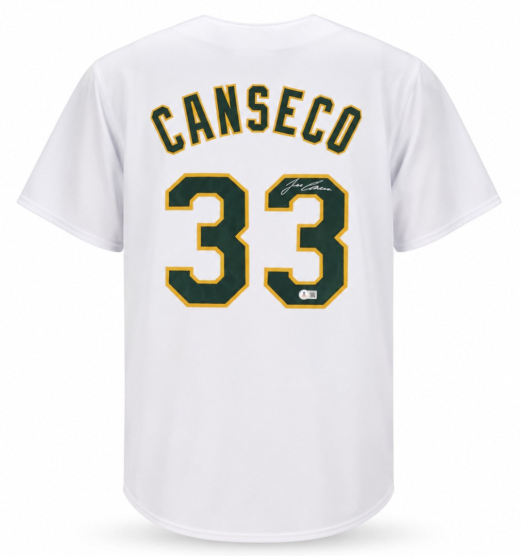Oakland A's Jose Canseco Signed White Jersey Beckett BAS Witness