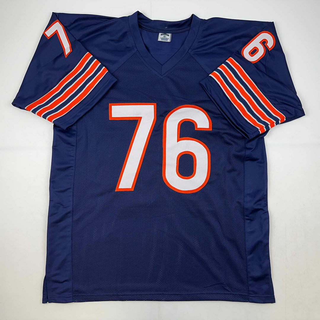 Facsimile Autographed Steve McMichael Chicago Blue Reprint Jersey Size Men's XL