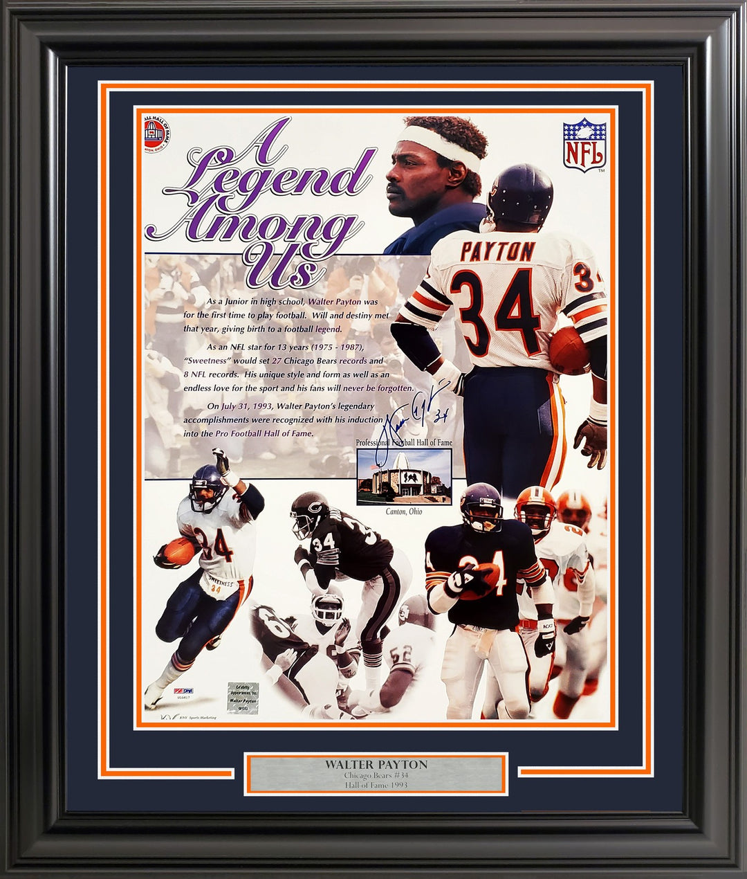 Walter Payton Signed Framed 16x20 Photo Chicago Bears PSA/DNA