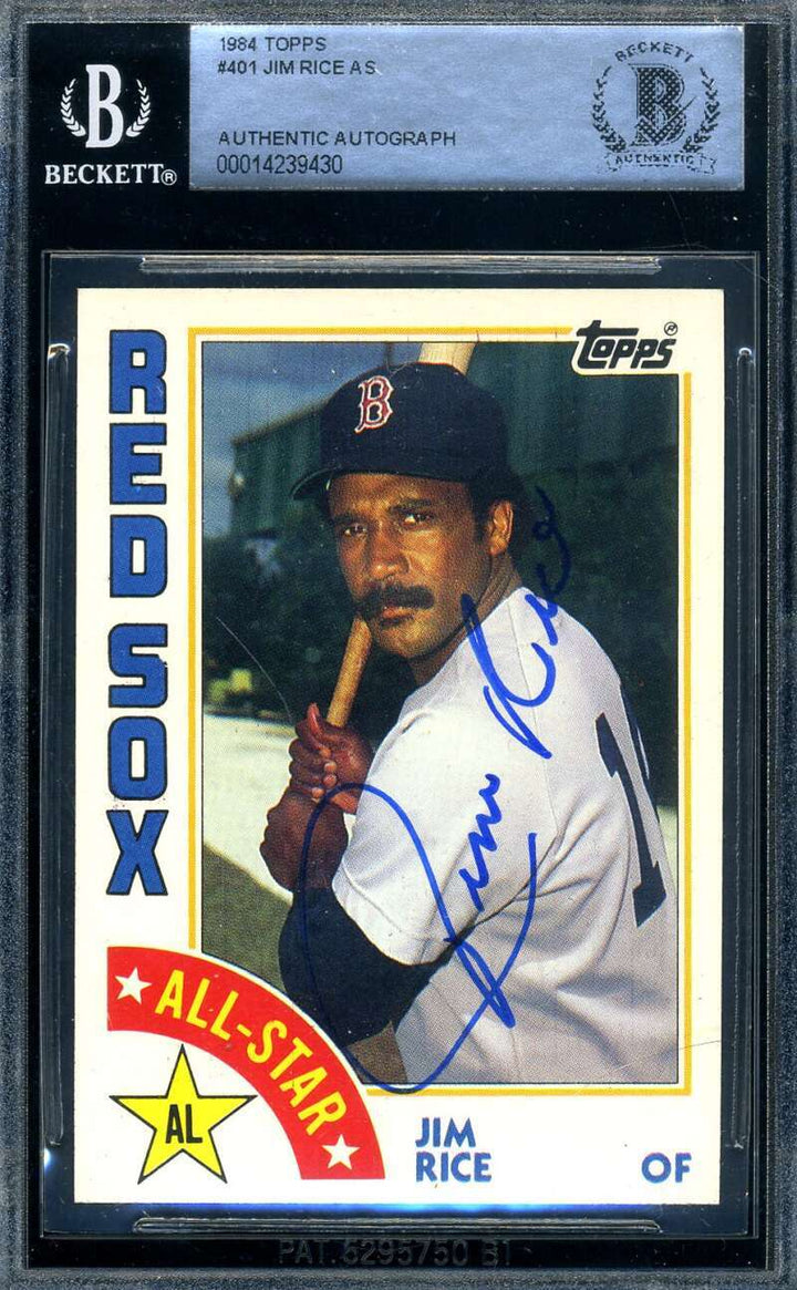 Jim Rice Beckett BAS Signed 1984 Topps All Star Autograph