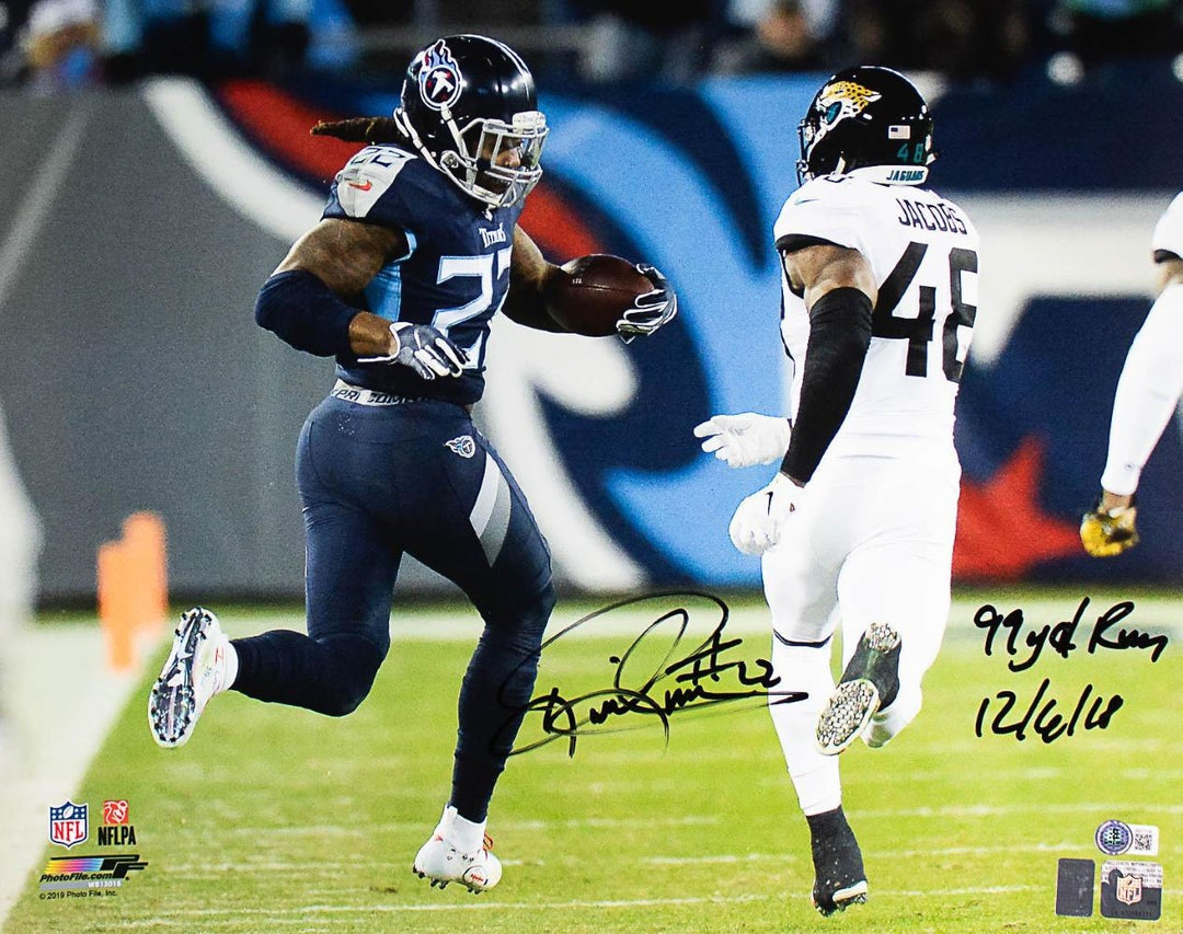 Derrick Henry Signed 16x20 Tennessee Titans Photo 98 Yd Run 12/6/18 BAS