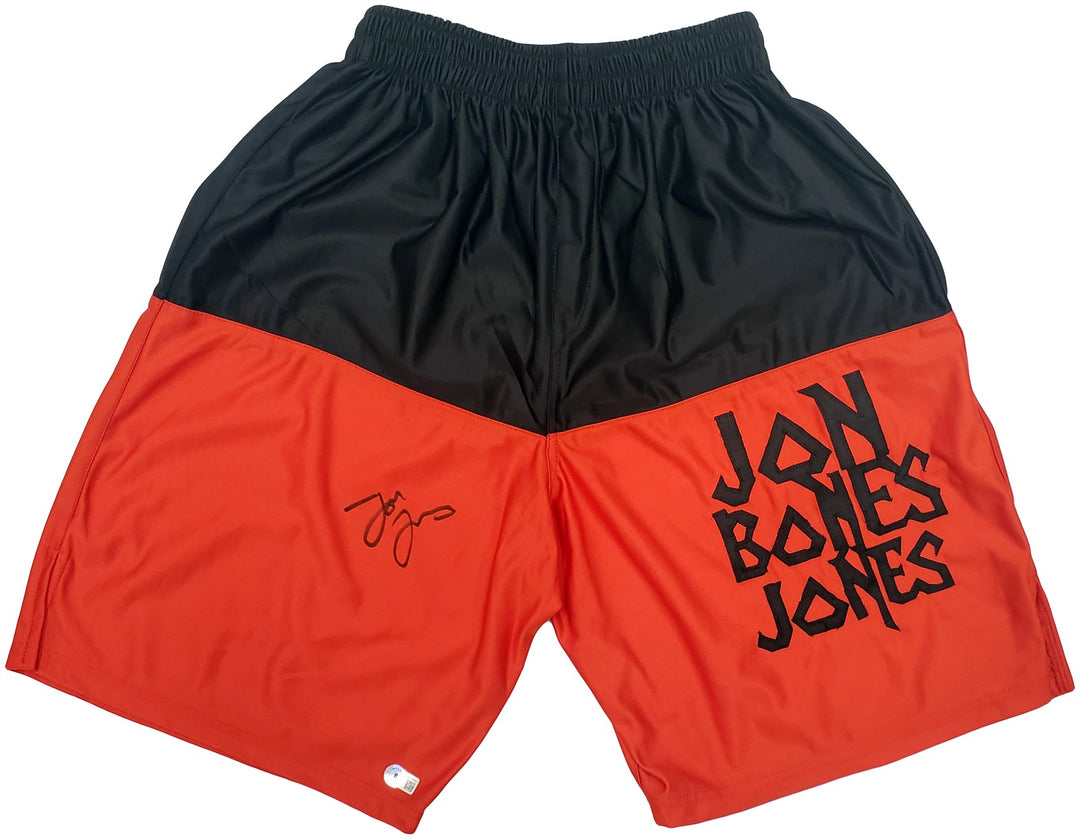 Jon Bones Jones Signed Red Boxing Trunks Beckett BAS