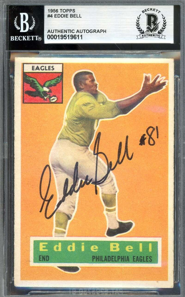 Eddie Bell Gem Mint 10 Beckett BAS Signed 1956 Topps Autograph