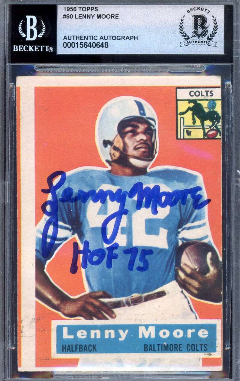 Lenny Moore Gem Mint 10 Beckett BAS Signed 1956 Topps Rookie Autograph
