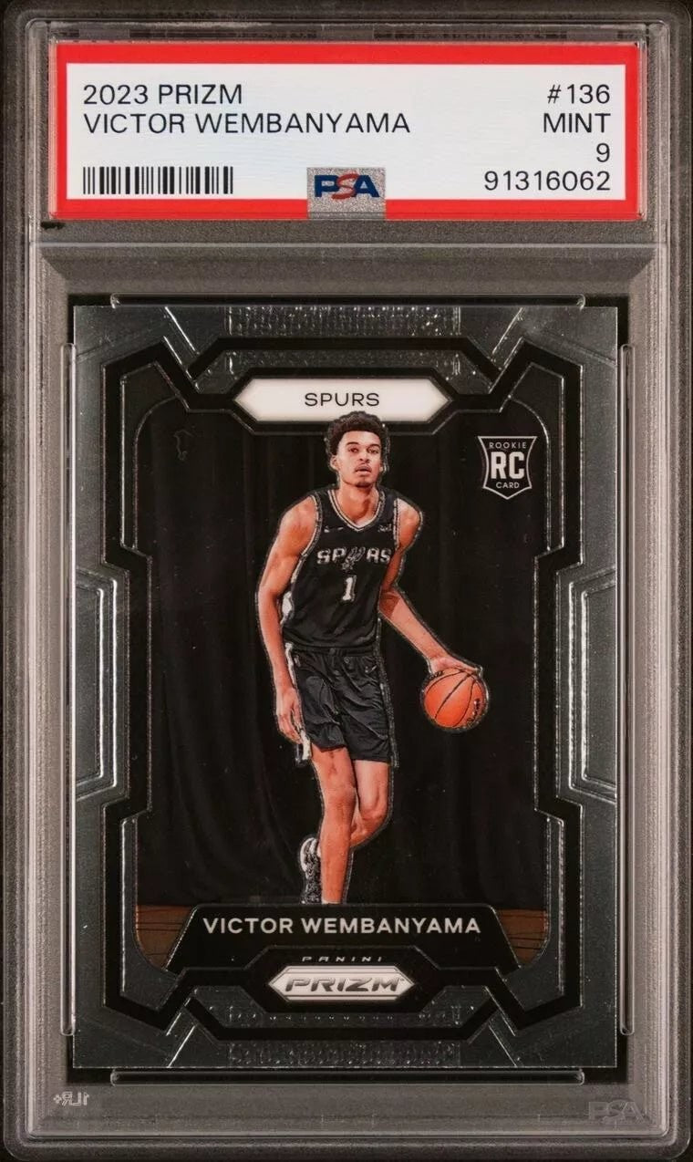 Graded 2023 Panini Prizm Victor Wembanyama #136 Rookie RC Card PSA 9