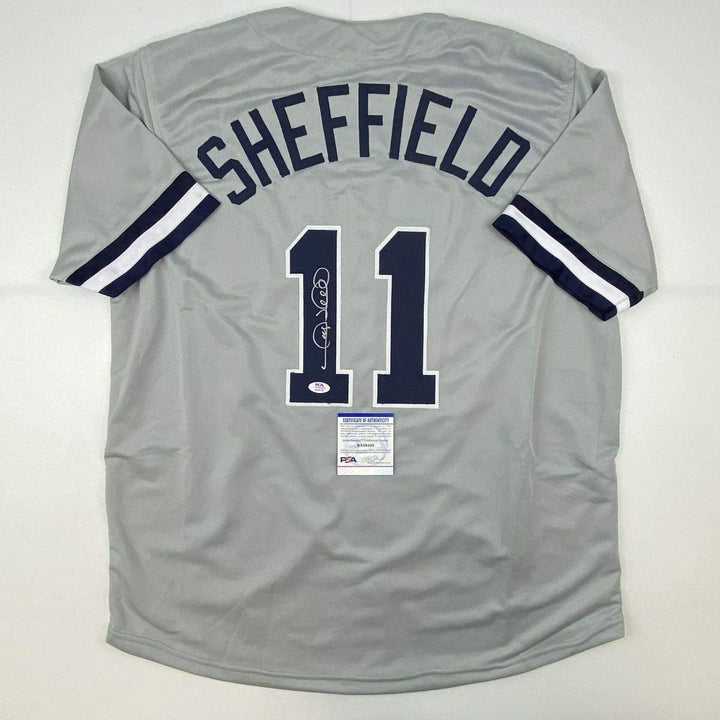 Autographed/Signed GARY SHEFFIELD New York Grey Jersey PSA/DNA COA Auto