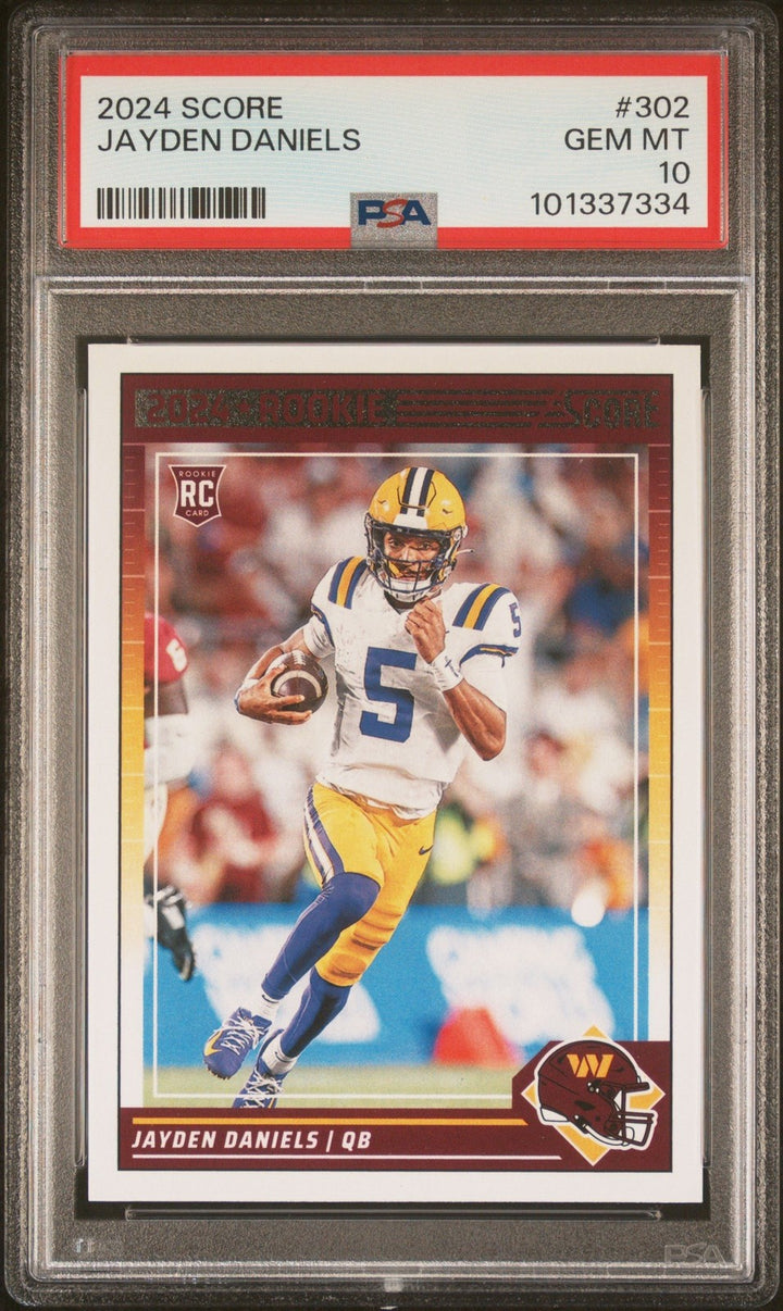 Graded 2024 Panini Score Jayden Daniels #302 Rookie RC Football Card PSA 10